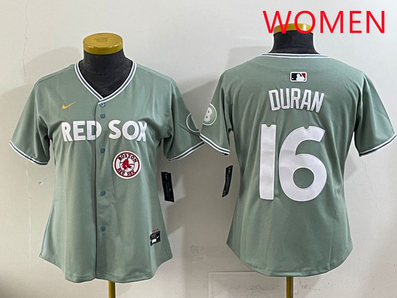 Women 2025 Boston Red Sox #16 Duran Light Green Joint Name Nike MLB Jersey style 20